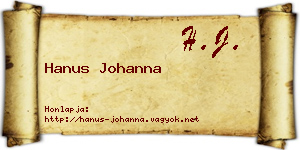 Hanus Johanna névjegykártya